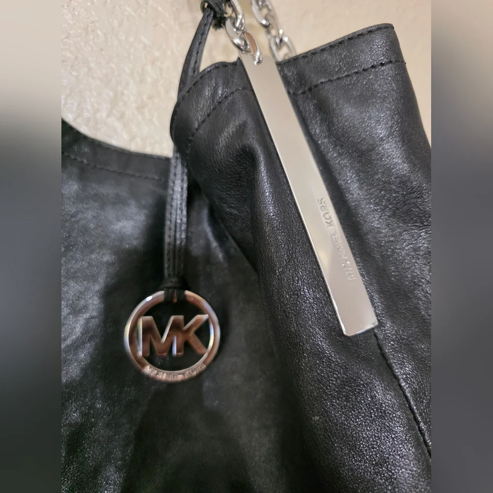 Michael Kors Black Shoulder Bag with Silver Accents - Picture 3 of 11